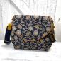 Preview: Canvas Retro Flowers by Emjo Design Blumen Ocker/Dunkelblau von Swafing